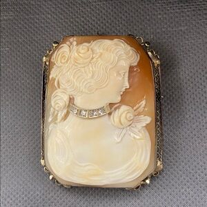Vintage Cameo Pendant with Gold Accents